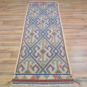 Hand-Woven Tribal Olami Sumak Wool Oriental Kilim Handmade Rug (Size 2.0 X 6.8) Cwral-10269