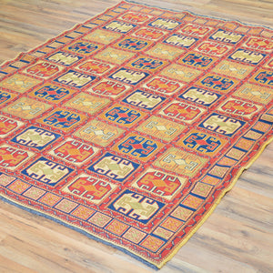 Hand-Woven Afghan Soumack Tribal Geometric Handmade Wool Rug (Size 5.1 X 7.0) Brrsf-1131