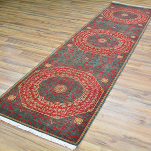 Hand-Knotted Antique Mamluk Design 100% Wool Rug (Size 2.7 X 10.0) Cwral-1806