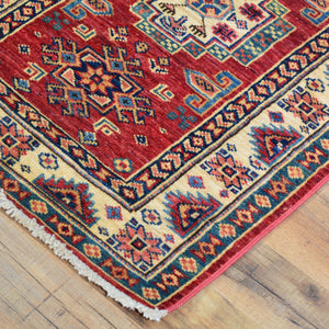 Hand-Knotted Oriental Super Kazak Caucasian Design 100% Wool Rug (Size 2.0 X 5.8) Brral-1848