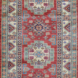 Hand-Knotted Oriental Super Kazak Caucasian Design 100% Wool Rug (Size 2.0 X 5.8) Brral-1848