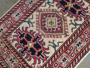 Beautiful Kazak Pretty Geometric Design Handmade Splendid Handknotted Real Wool Unique Rug