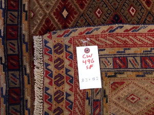 Fine Afghan Mashwani Kilim Handmade Hand-Woven 100-Percent Wool Runner-Rug 