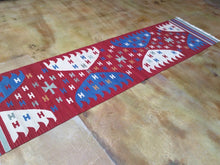 Load image into Gallery viewer, Fiat Weave Reversible Kilim Handmade Hand-Woven 100-Percent Wool Runner-Rug 