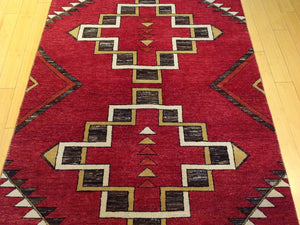Fine Southwestern Tribal Design Handmade Lovely Handknotted Real Wool Amazing Unique Rug