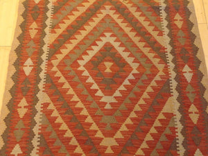 Tribal Afghan Reversible Momana Kilim Hand-Woven 100-Percent Wool Runner-Rug 