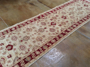 Oushak Design Chobi Runner-Rug Traditional Hand-Knotted 100-Percent Wool 