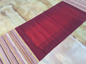 Flat Weave Reversible Kilim Handmade Hand-Woven 100-Percent Wool Runner-Rug 