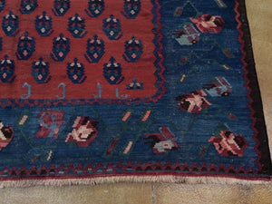 Turkish Interior-Decorator Flatweave Kilim Handmade Handwoven Geometric Real Wool Amazing Unique Rug