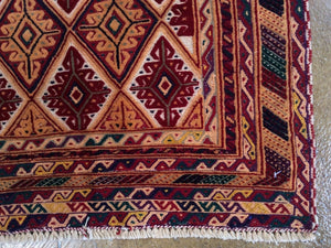 Stunning Handmade Multipal Flatweave Tribal Afghan Splendid Real Wool Mashwani Unique Rug