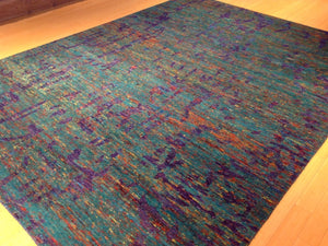 Beautiful Modern Multi Colors Sari Silk Splendid Handknotted Oriental Amazing Unique Rug