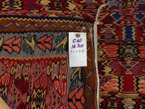 Senneh Kilim Geometric Design Handmade Lovely Handwoven Real Wool Amazing Unique Rug