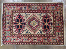 Load image into Gallery viewer, Beautiful Kazak Pretty Geometric Design Handmade Splendid Handknotted Real Wool Unique Rug