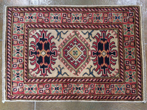 Beautiful Kazak Pretty Geometric Design Handmade Splendid Handknotted Real Wool Unique Rug