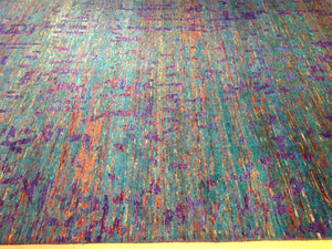 Beautiful Modern Multi Colors Sari Silk Splendid Handknotted Oriental Amazing Unique Rug