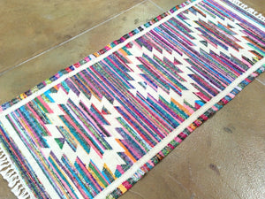 Flat Weave Sari Reversible Handmade Hand-Woven Runner-Rug 