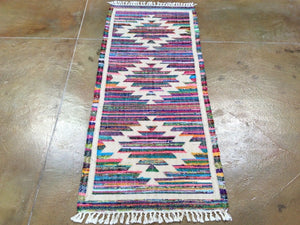 Flat Weave Sari Reversible Handmade Hand-Woven Runner-Rug 