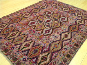 Tribal Handmade Geometric Design Multi-Weave Wool Rug (Size 4.9 X 6.3) Cwral-3108