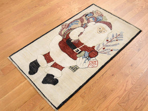 Hand-Knotted Fluffy Beard Santa Claus Handmade Wool Rug (Size 2.6 X 4.1) Cwral-7554