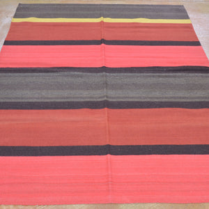 Hand-Woven Southwestern Reversible Kilim Wool Rug (Size 4.10 X 6.8) Brrsf-6180