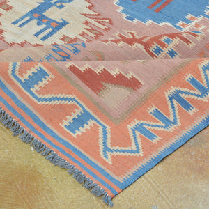 Hand-Woven Geometric Design Wool Reversible Kilim Rug (Size 5.8 X 6.8) Brrsf-6102