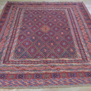Hand-Woven Afghan Mashwani Flatweave Handmade Wool Rug (Size 4.8 X 6.4) Brrsf-1401