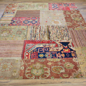 Hand-Knotted Patch Work Wool Handmade Rug (Size 6.2 X 8.10) Cwral-303