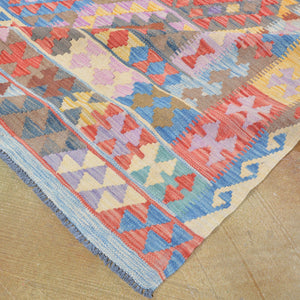 Hand-Woven Tribal Geometric Design Kilim Wool Rug (Size 6.3 X 10.2) Brral-3102