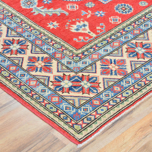 Hand-Knotted Square Kazak Caucasian Design Wool Rug (Size 6.3 X 6.7) Brral-3180