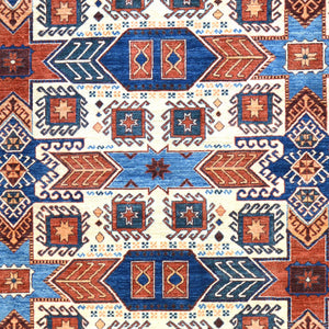 Hand-Knotted Peshawar Geometric Design Wool Rug (Size 8.1 X 9.9) Brral-3360
