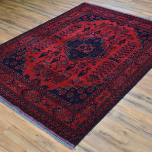 Hand-Knotted Afghan Tribal Turkoman Wool Rug (Size 4.11 X 6.7) Brral-3525