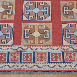Soumak Weave Tribal Afghan Handmade Wool Rug (Size 5.0 X 6.5) Brral-3798