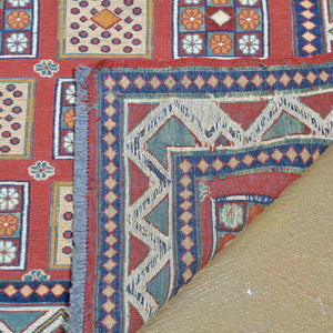 Hand-Knotted/Soumak Multiple Weave Afghan Design Rug (Size 6.8 X 8.9) Brral-4128
