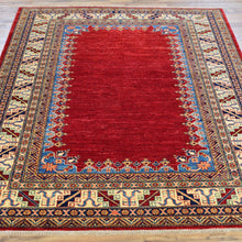 Load image into Gallery viewer, Hand-Knotted Super Kazak Design Handmade Wool Rug (Size 5.0 X 6.7) Brral-4812