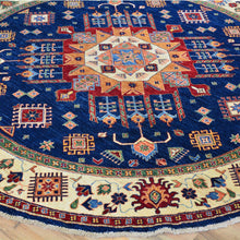 Load image into Gallery viewer, Hand-Knotted Round Caucasian Design Super Kazak Wool Rug (Size 8.0 X 8.2) Brral-5412