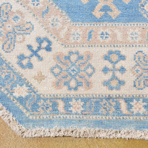 Hand-Knotted Octagon Vintage Look Kazak Design Wool Rug (Size 5.3 X 5.0) Brral-5580
