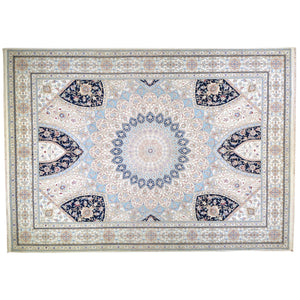 Hand-Knotted Oriental Wool Silk Gumbad Design Handmade Rug (Size 9.0 X 12.1) Brral-5640