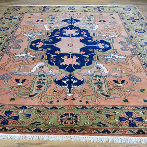 Hand-Knotted Geometric Design Handmade Wool Rug (Size 8.2 X 9.10) Brral-6333