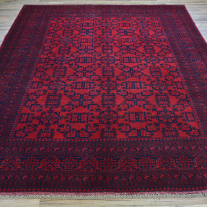 Hand-Knotted Turkmen Tribal Traditional Afghan Rug (Size 6.7 X 9.7) Brral-6336