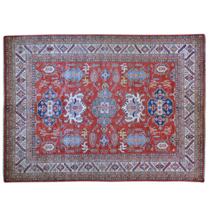 Hand-Knotted Caucasian Design Tribal Super Kazak Wool Rug (Size 8.0 X 10.0) Brral-6339