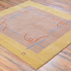 Hand-Knotted Modern Gabbeh Design Wool Area Rug (Size 4.11 X 4.11) Brral-6507