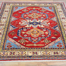 Load image into Gallery viewer, Hand-Knotted Super Kazak Design Handmade Wool Rug (Size 4.10 X 6.2) Brral-6543