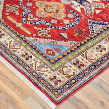 Load image into Gallery viewer, Hand-Knotted Super Kazak Design Handmade Wool Rug (Size 4.10 X 6.2) Brral-6543