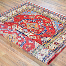 Load image into Gallery viewer, Hand-Knotted Super Kazak Design Handmade Wool Rug (Size 4.10 X 6.2) Brral-6543