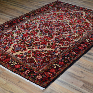 Hand-Knotted Persian Hamadan Wool Geometric Design Rug (Size 4.10 X 7.6) Brral-6552