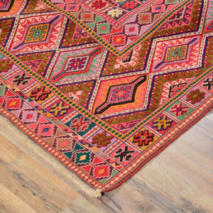 Tribal Handmade Geometric Design Multi-Weave Wool Rug (Size 4.9 X 6.0) Cwral-6612