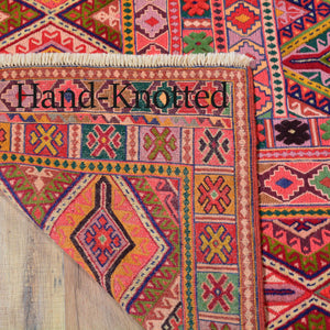 Tribal Handmade Geometric Design Multi-Weave Wool Rug (Size 4.9 X 6.0) Cwral-6612