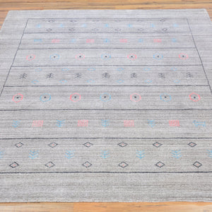 Hand-Loomed Bamboo Silk Modern Contemporary Gabbeh Rug (Size 5.3 X 7.0) Brral-762