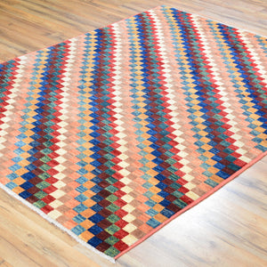 Hand-Knotted Peshawar Gabbeh Design  Wool Rug (Size 4.11 X 6.7) Brral-792