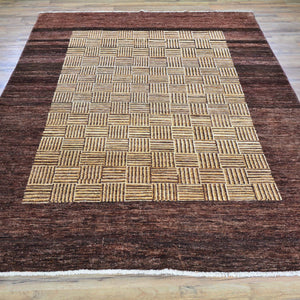 Hand-Knotted Peshawar Tribal Gabbeh Design Wool Rug (Size 5.11 X 8.7) Brral-909